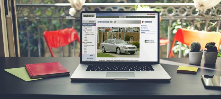 Nissan Portfolio website on a laptop