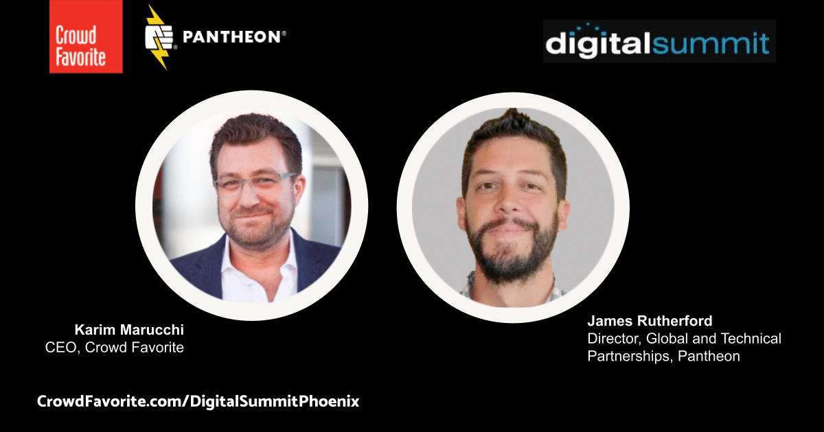 Digital Summit Phoenix Karim Marucchi headshot and James Rutherford Headshot