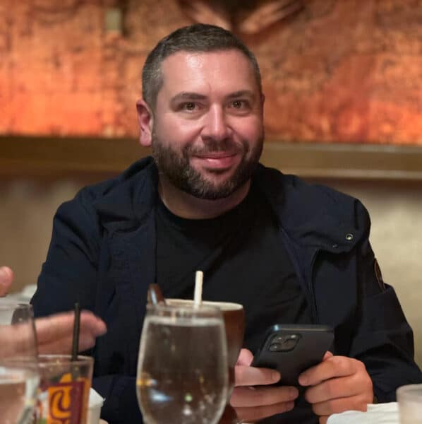 Bogdan at dinner during the company retreat in Atlanta