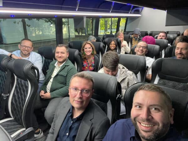Favoriteers on the bus during the 2023 Company Retreat in Atlanta, GA