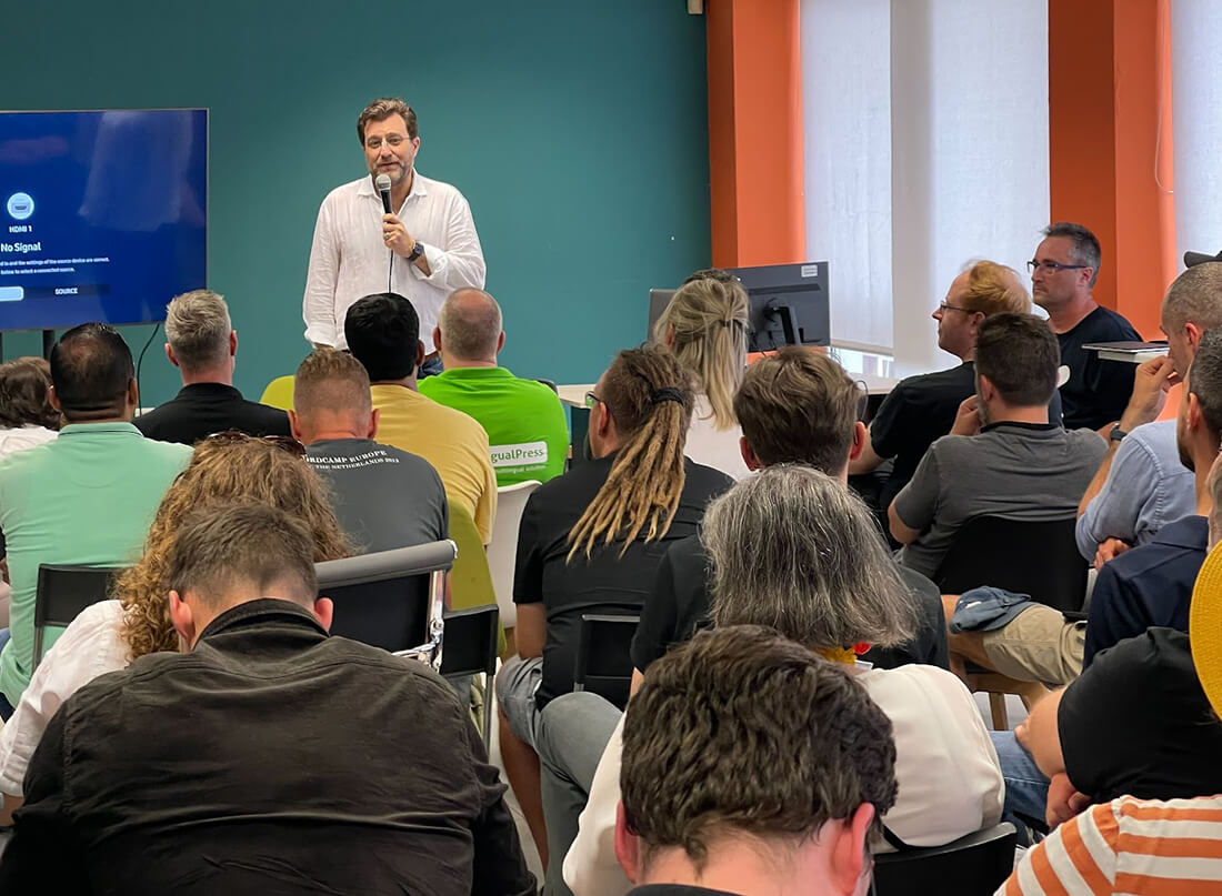 Karim Marucchi speaking on the panel during the Enterprise Gap meet up at WordCamp Asia
