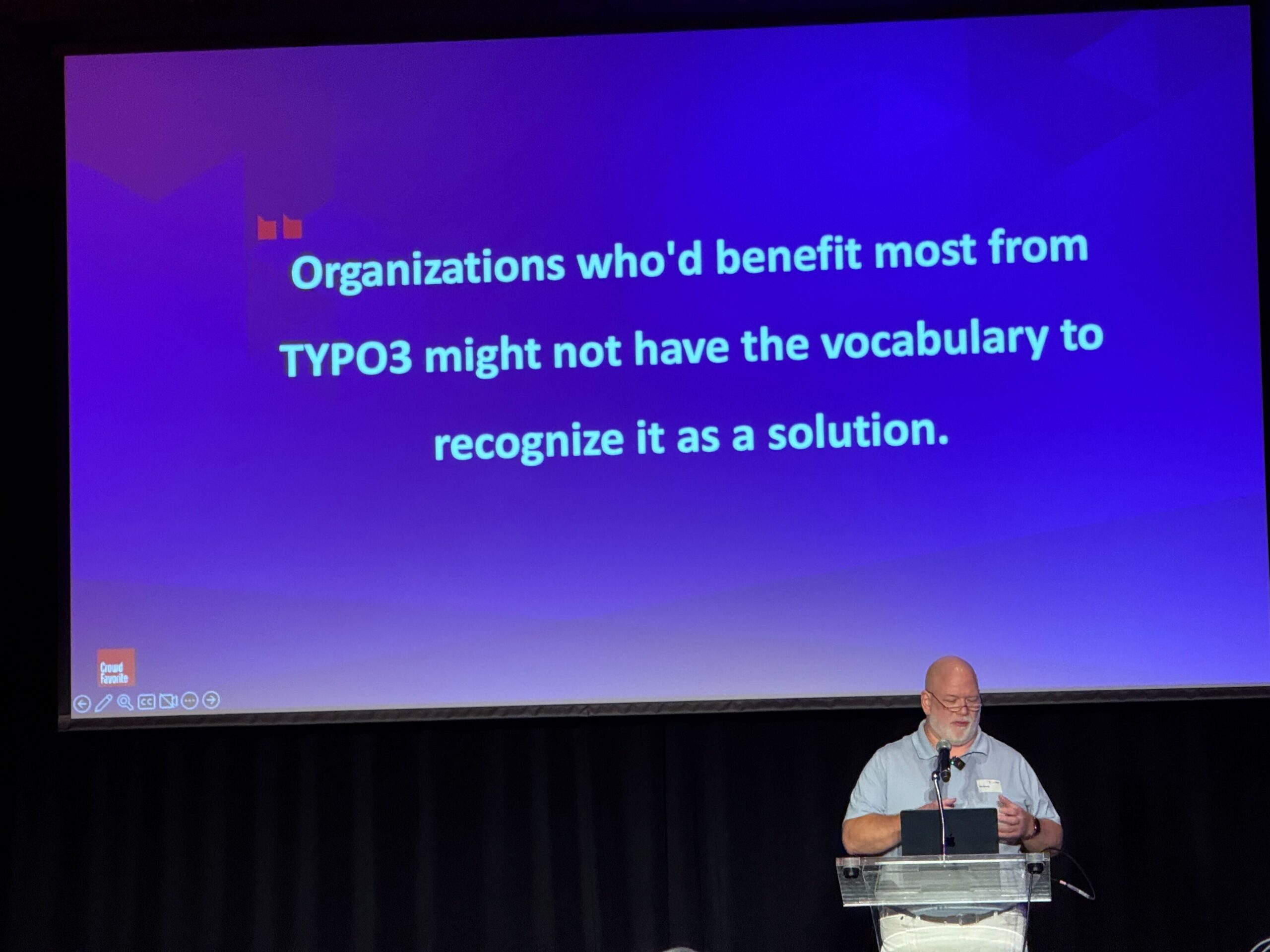 Pat giving his talk on stage